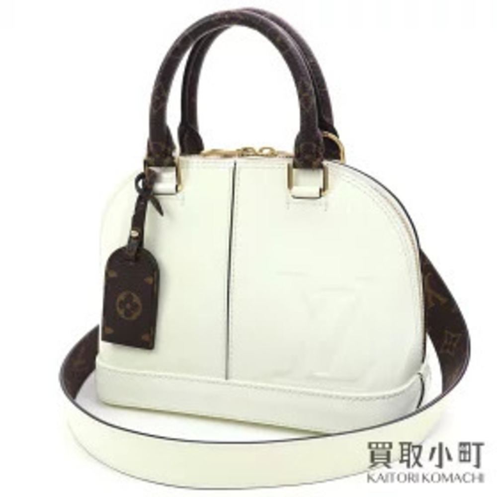 Louis Vuitton Alma Patent Vernis Blanc White Monogram Canvas Vernis Leather